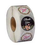 Thank you stickers Roll - Bulk 1000 Floral label Stickers -2 Designs - Large Round 1.5 inch size stickers-Bridal and Baby showers wedding favors-Personal and Business use - Thanks
