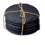 Slate Coasters - Set of 6 – A Slate Coasters with – 4.0 Inches (10 cm) in Diameter – Protection from Drink Rings