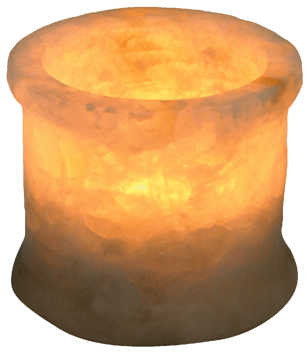 Egyptian Soft white alabaster stone hand carved candle holder votive