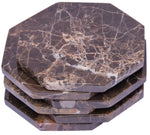 Set of 6 - Brown Marble Stone Coasters Polished Coasters 3.5 Inches ( 9 cm) in Diameter Protection from Drink Rings -CraftsOfEgypt