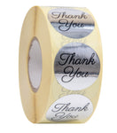Thank you stickers Roll - Bulk 1000 Silver label Stickers - Large Round 1.5 inch size stickers-Bridal and Baby showers wedding favors - Personal and Business use - Thanks