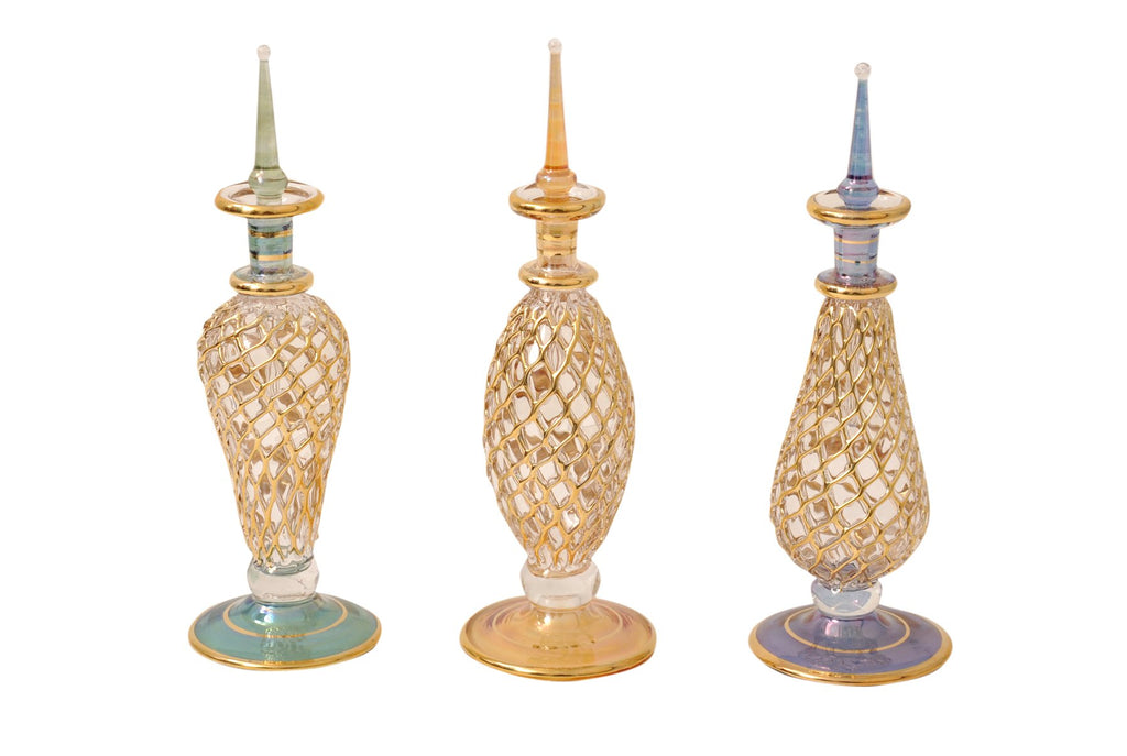 Genie Blown Glass Potion potions decorative miniature decorative Egyptian Perfume bottles set of 3pc 6 inch (16 cm) By CraftsOfEgypt