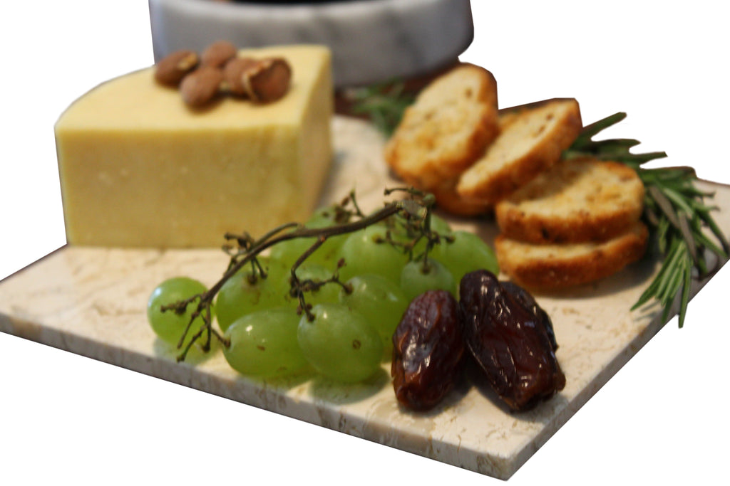 Biege Marble Cheese Board - Works as a Small cutting board - Premium Trivet/Small pot holder - Effective Shushi serving platter Size 7x7 in(18x18cm)