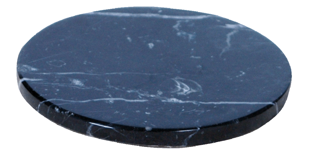 Set of 6 - Black Marble Stone Coasters - Polished Coasters - 3.5 Inches ( 9 cm) in Diameter - Protection from Drink Rings