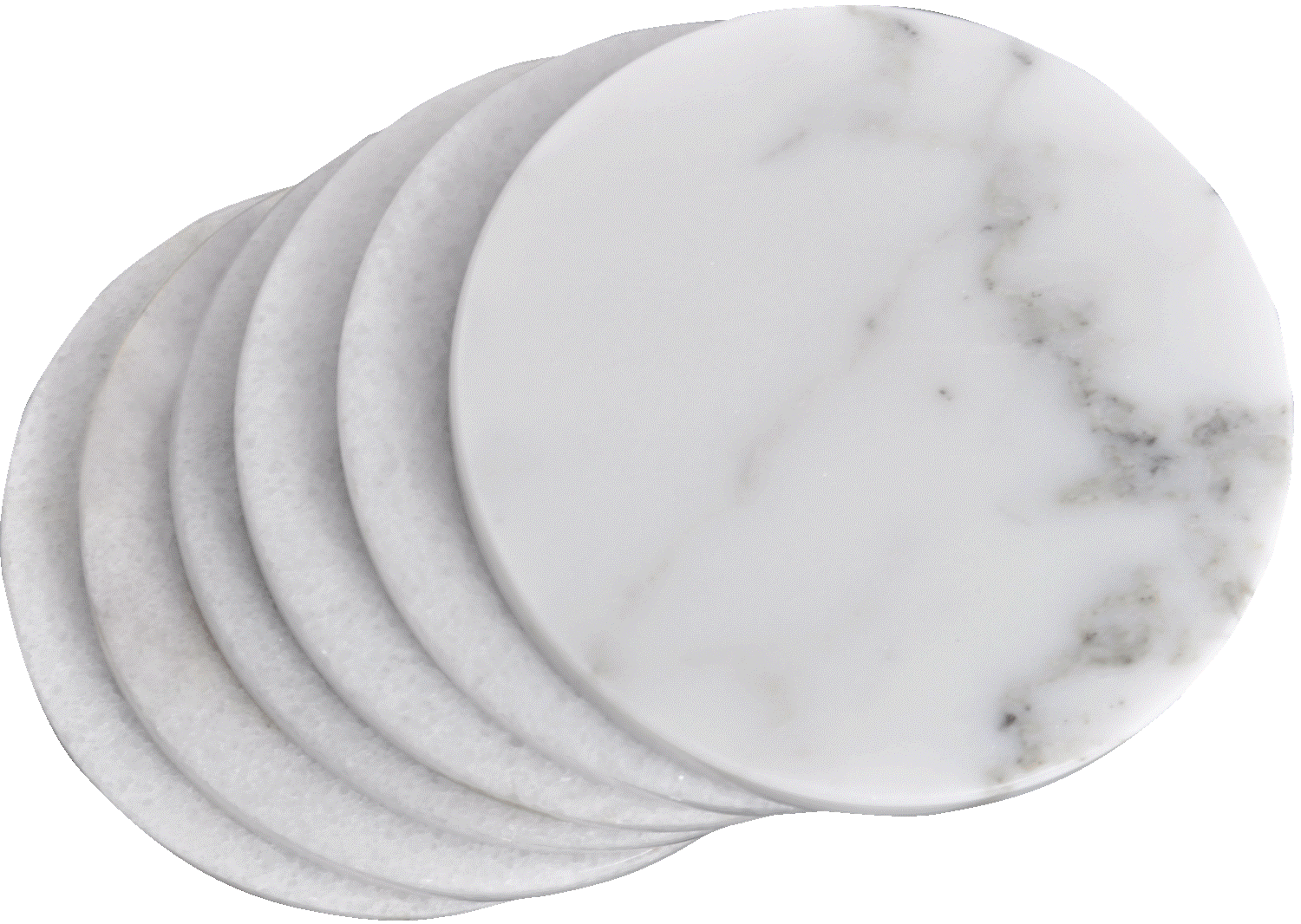 CraftsOfEgypt Set of 6 - White Marble Stone Coasters Polished Coasters –  3.5 Inches (9 cm) in Diameter – Protection from Drink Rings