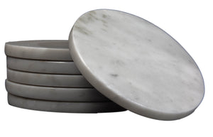 CraftsOfEgypt Set of 6 - Grey Marble Stone Coasters  – Polished Coasters  – 3.5 Inches (9 cm) in Diameter  – Protection from Drink Rings