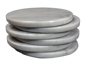 CraftsOfEgypt Set of 6 - Grey Marble Stone Coasters  – Polished Coasters  – 3.5 Inches (9 cm) in Diameter  – Protection from Drink Rings