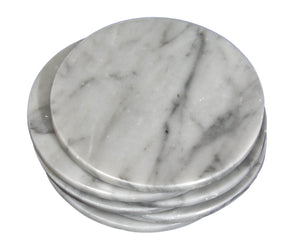 CraftsOfEgypt Set of 6 - Grey Marble Stone Coasters  – Polished Coasters  – 3.5 Inches (9 cm) in Diameter  – Protection from Drink Rings