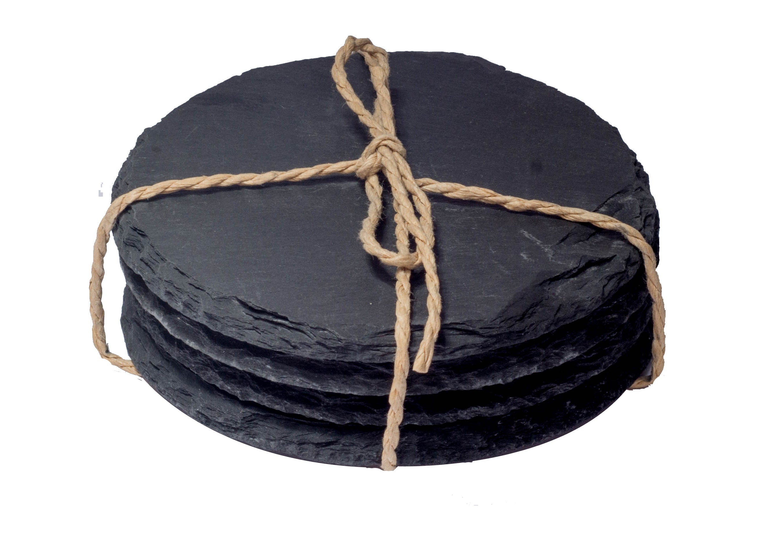 Slate Coasters - Set of 6 – A Slate Coasters with – 4.0 Inches (10 cm) in Diameter – Protection from Drink Rings