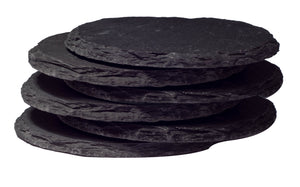 Slate Coasters - Set of 6 – A Slate Coasters with – 4.0 Inches (10 cm) in Diameter – Protection from Drink Rings