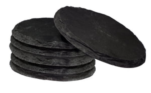 Slate Coasters - Set of 6 – A Slate Coasters with – 4.0 Inches (10 cm) in Diameter – Protection from Drink Rings