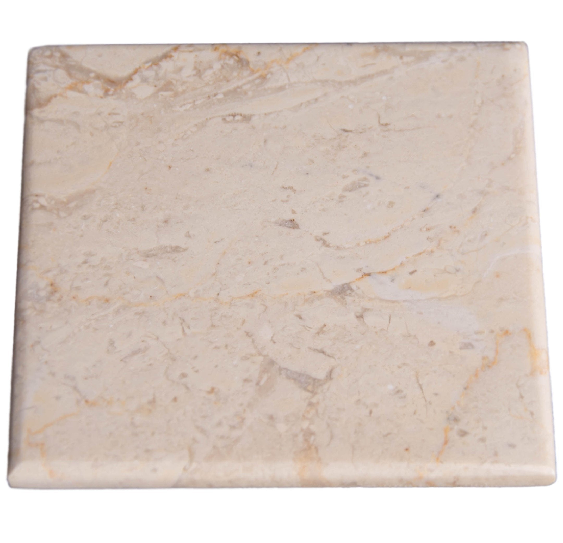 Set of 6 - Beige Marble Stone Coasters Polished Coasters 3.5 x 3.5 Inches ( 9x9 cm) Square Protection from Drink Rings -CraftsOfEgypt