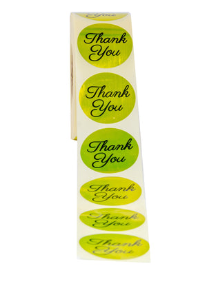 Thank you stickers Roll - Bulk 1000 Gold label Stickers - Large Round 1.5 inch size stickers-Bridal and Baby showers wedding favors-Personal and Business use - Thanks