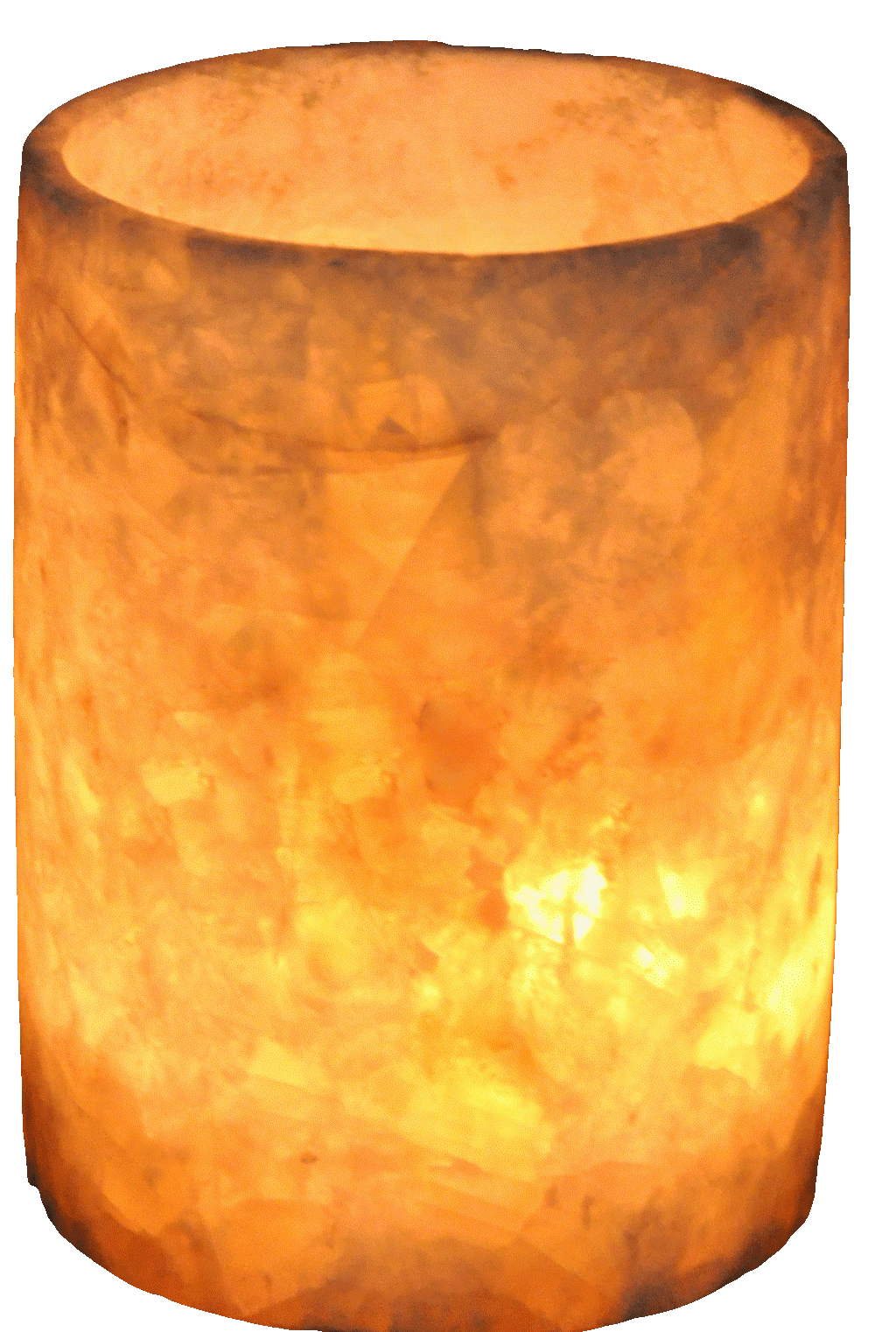 Egyptian Soft white alabaster stone hand carved candle holder votive