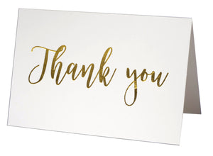 Blank thank you cards, Notecards set, Gold