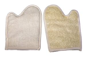 Exfoliating Loofah Glove / Pad - 2 Pack 100% Natural SPA Beauty - Egyptian Organic Bath Sponge Body Scrubber - Premium Quality Lofa Loofa Luffa