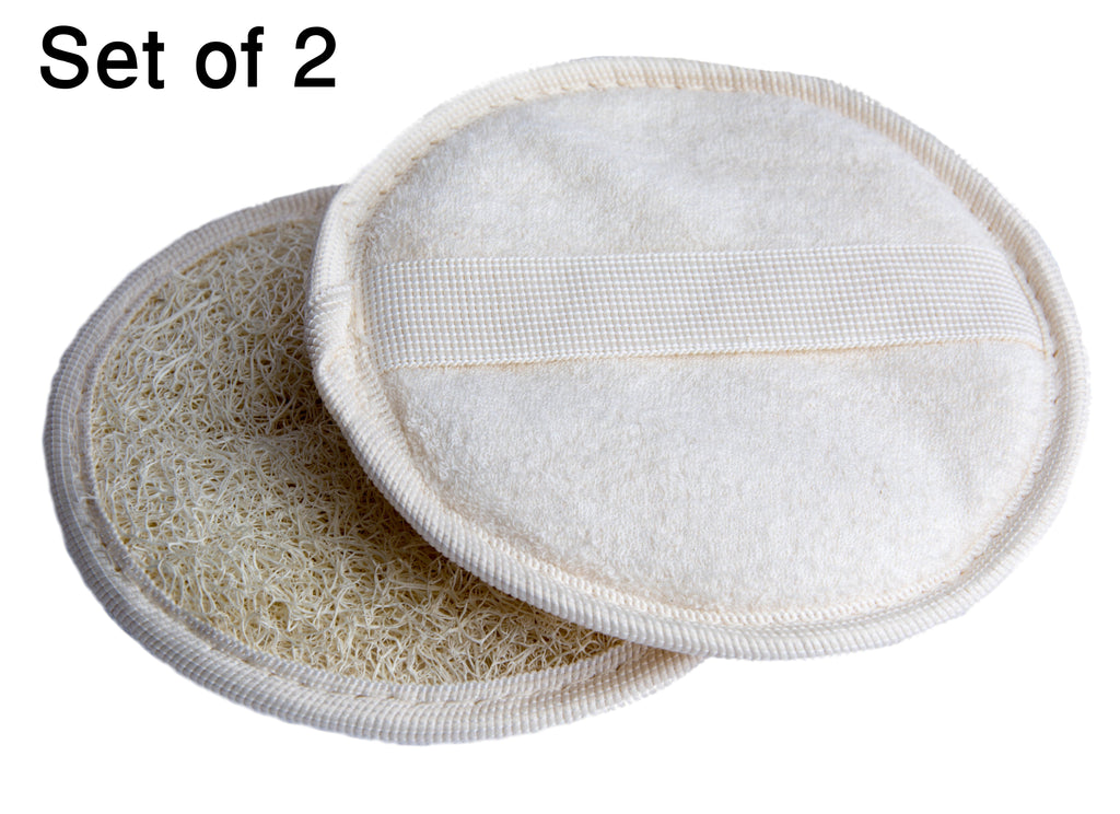 Exfoliating Loofah Pad - 2 Pack 100% Natural SPA Beauty - Egyptian Organic Bath Sponge Body Scrubber - Premium Quality Lofa Loofa Luffa Loffa