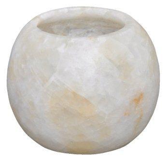 Egyptian Soft white alabaster stone hand carved candle holder votive