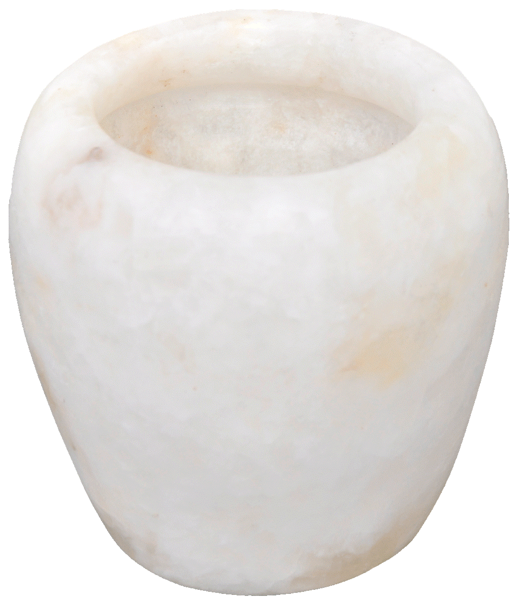 Egyptian Soft white alabaster stone hand carved candle holder votive