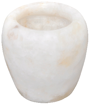 Egyptian Soft white alabaster stone hand carved candle holder votive