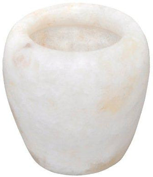 Egyptian Soft white alabaster stone hand carved candle holder votive