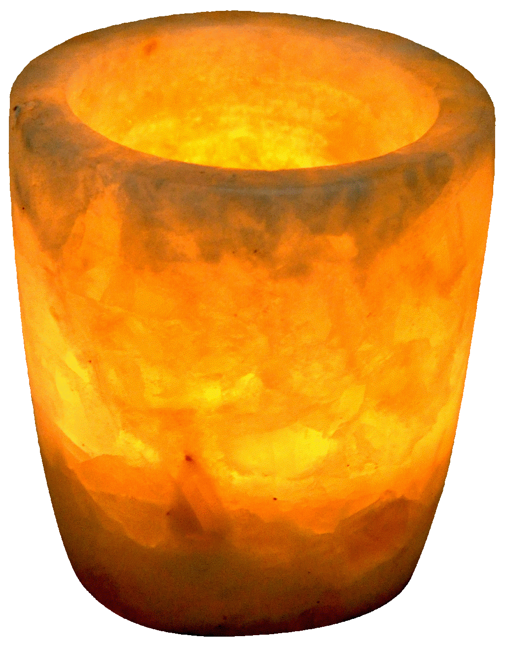 Egyptian Soft white alabaster stone hand carved candle holder votive