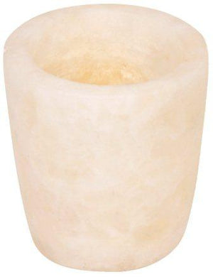 Egyptian Soft white alabaster stone hand carved candle holder votive