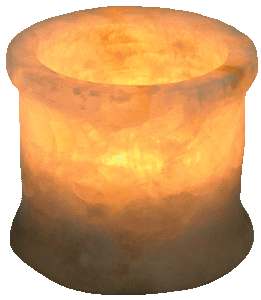 Egyptian Soft white alabaster stone hand carved candle holder votive