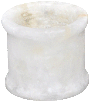 Egyptian Soft white alabaster stone hand carved candle holder votive