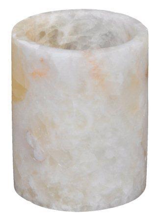 Egyptian Soft white alabaster stone hand carved candle holder votive