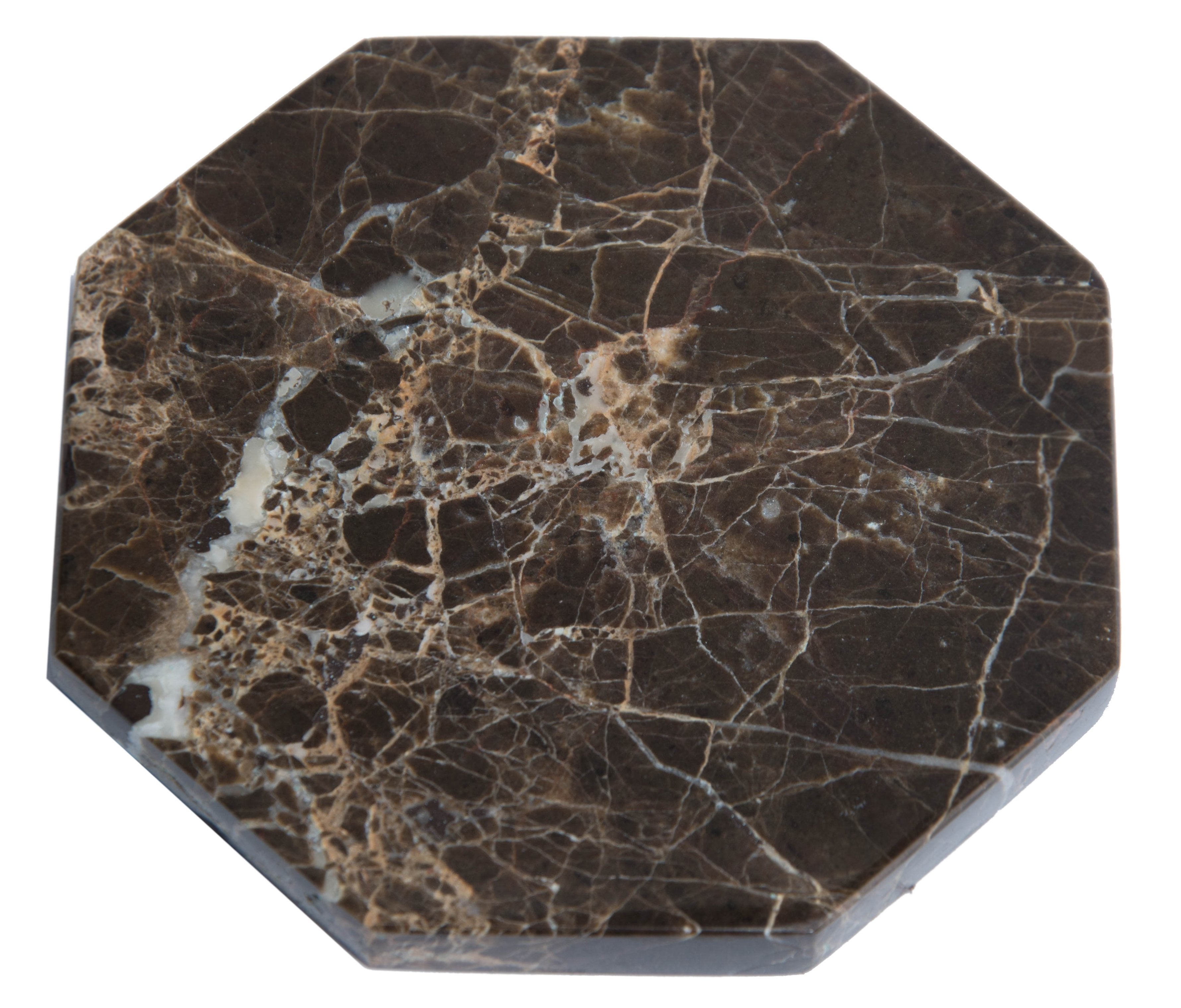 Set of 6 - Brown Marble Stone Coasters Polished Coasters 3.5 Inches ( 9 cm) in Diameter Protection from Drink Rings -CraftsOfEgypt