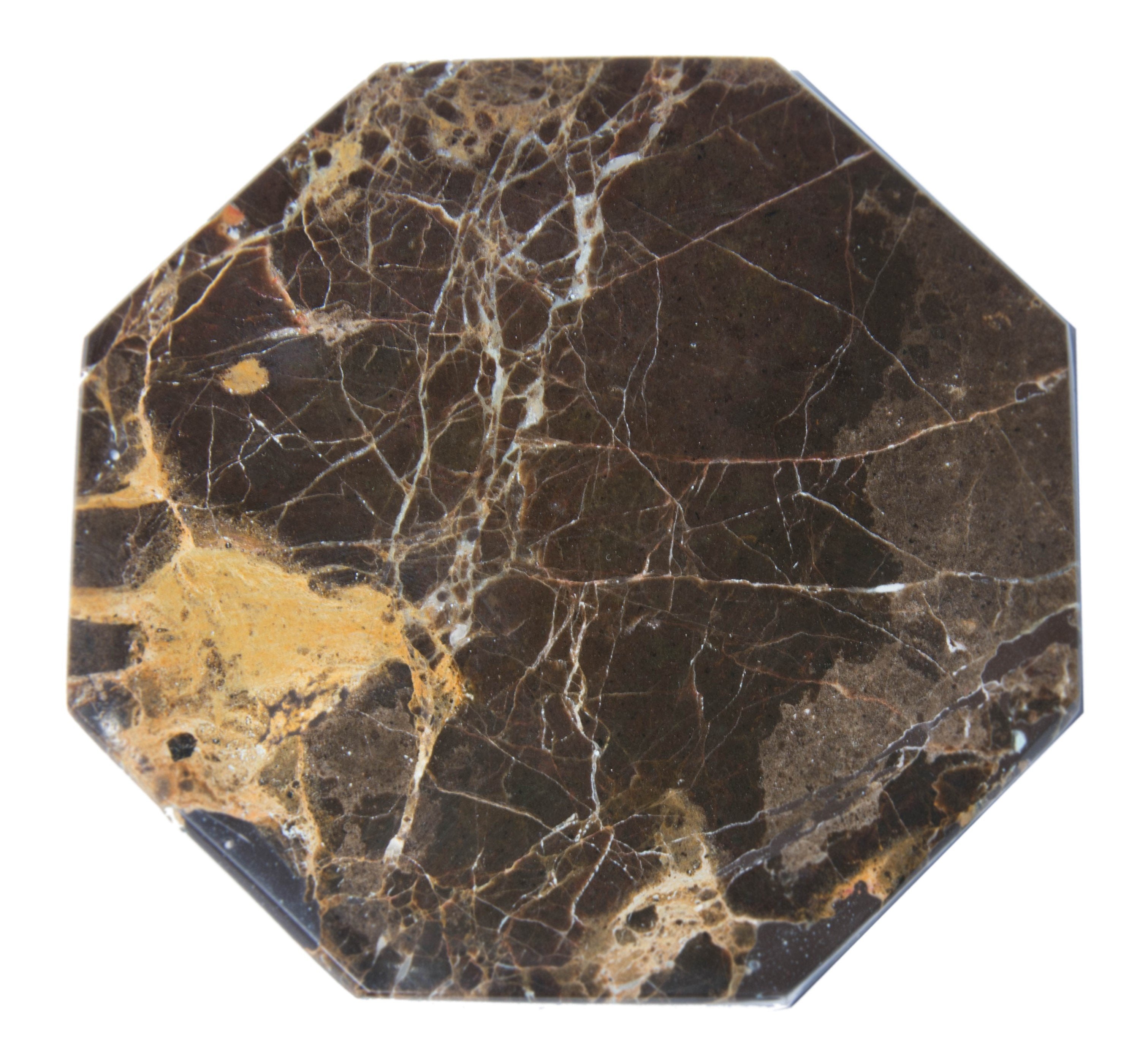 Set of 6 - Brown Marble Stone Coasters Polished Coasters 3.5 Inches ( 9 cm) in Diameter Protection from Drink Rings -CraftsOfEgypt