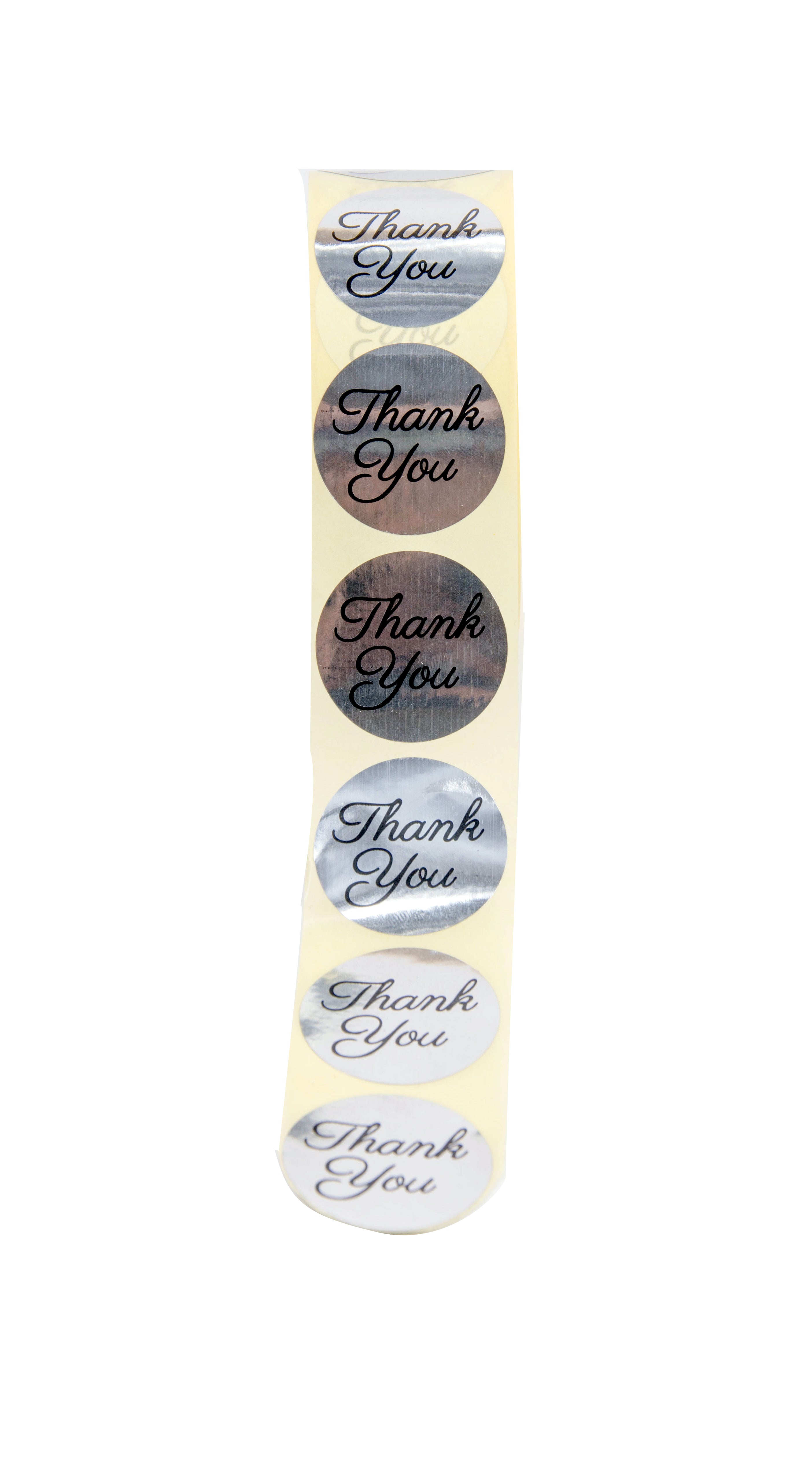 Thank you stickers Roll - Bulk 1000 Silver label Stickers - Large Round 1.5 inch size stickers-Bridal and Baby showers wedding favors - Personal and Business use - Thanks