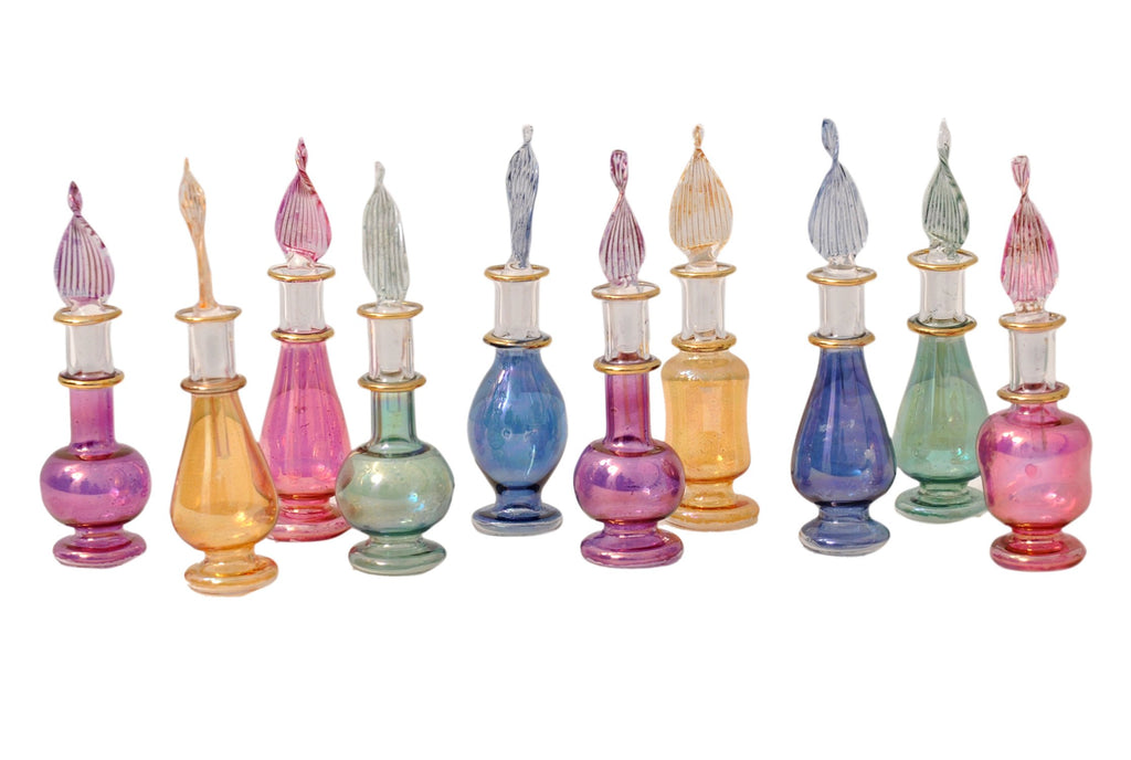 Egyptian perfume bottles Set of 10 hand Blown Decorative Pyrex Glass Vials Height 2 Inch (5 cm) by CraftsOfEgypt