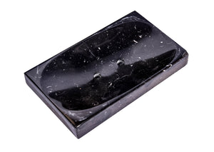 Black Marble Soap Dish - Polished and Shiny Marble Dish Holder Beautifully Crafted Bathroom Accessory