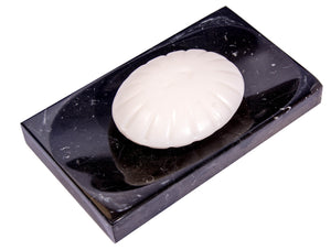 Black Marble Soap Dish - Polished and Shiny Marble Dish Holder Beautifully Crafted Bathroom Accessory