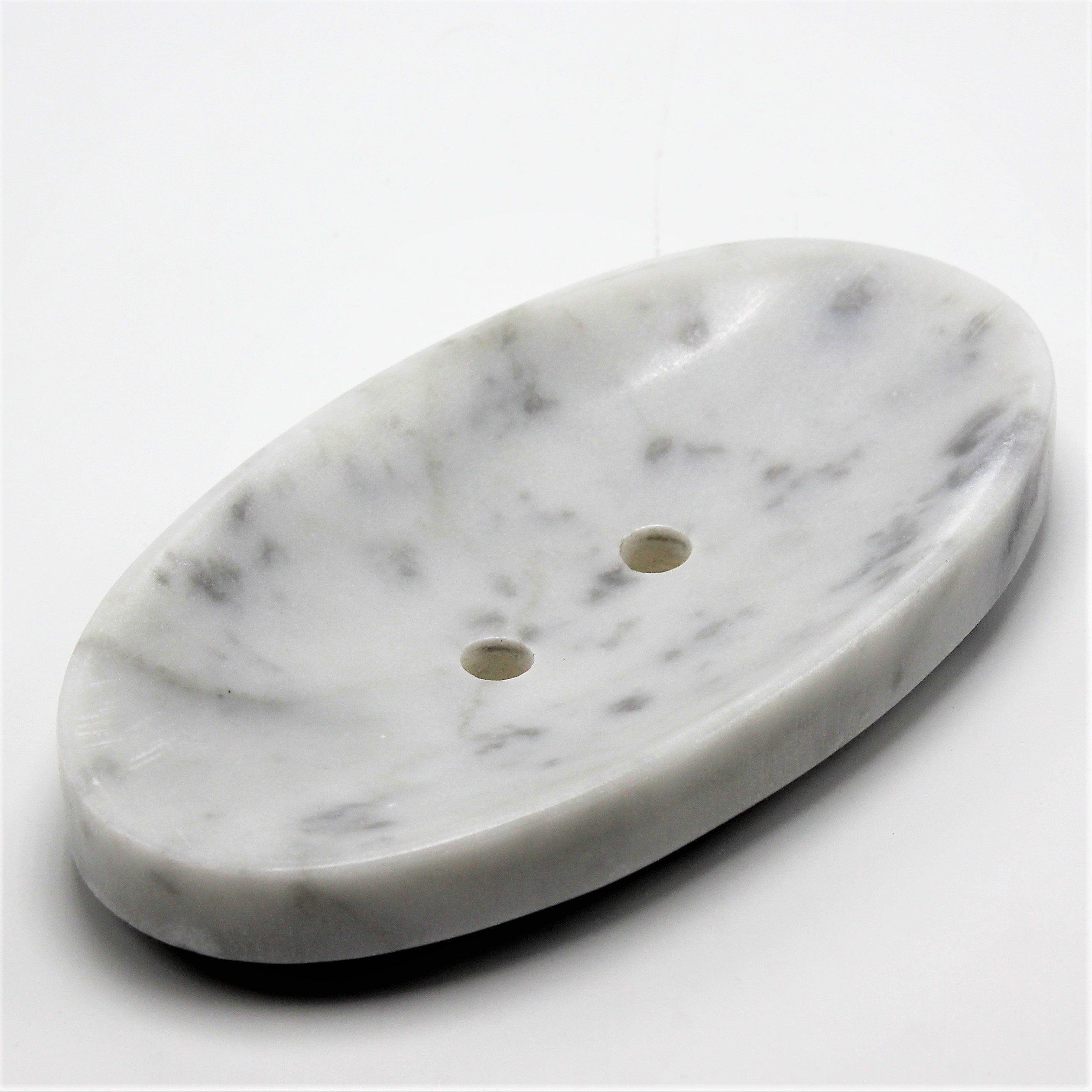 White Marble Soap Dish - Polished and Shiny Marble Dish Holder Beautifully Crafted Bathroom Accessory by CraftsOfEgypt