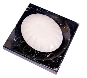 Black Marble Soap Dish - Polished and Shiny Marble Dish Holder – Beautifully Crafted Bathroom Accessory