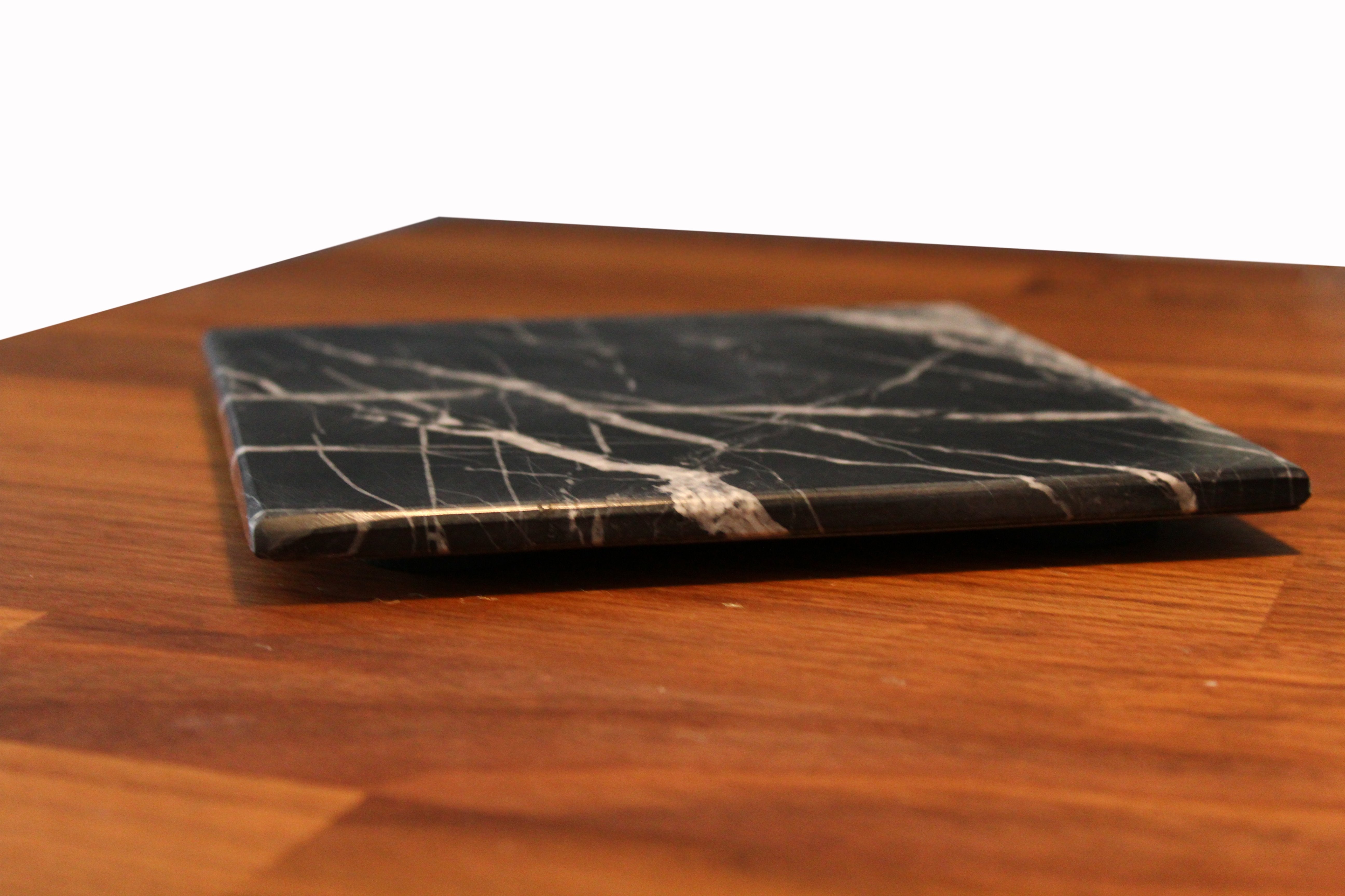 Black Marble Cheese Board - Works as a Small cutting board - Premium Trivet/Small pot holder - Effective Shushi serving platter Size 7x7 in(18x18cm)